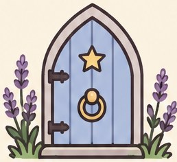 A blue arched door with a star